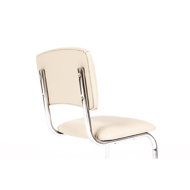 Vintage Mid Century Tubular Chrome Bauhaus Style Cantilever Accent Chair— Tan Leather For Sale In Los Angeles - Image 6 of 8