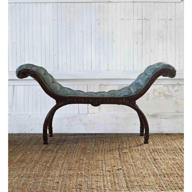 French Antique French Bench With Hand Carved Detail For Sale - Image 3 of 8