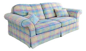 1990s Colorful Tailored Custom Upholstered English Roll Arm Style Sofa