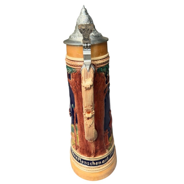 1990s Large 2l German Stein With Stag, Deer, and Trees For Sale - Image 5 of 5