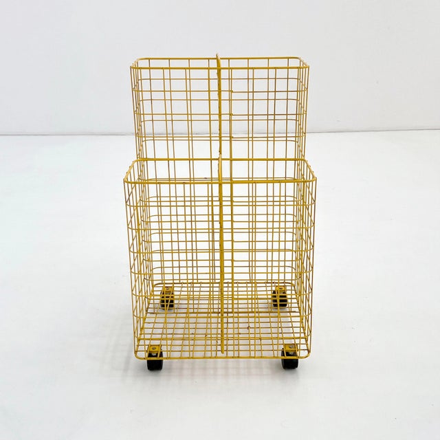 Yellow Wire Storage on Wheels, 1980s For Sale - Image 9 of 9