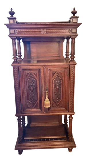 Antique French Import Walnut Wood Renaissance Revival Display Cabinet