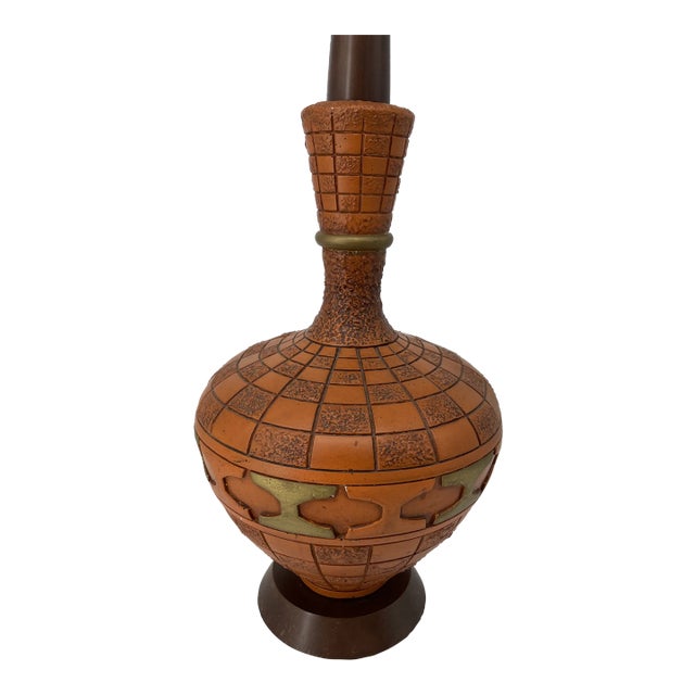 Mid Century Orange Geometric Table Lamp For Sale