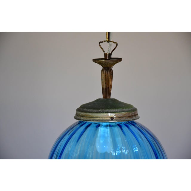 1960s Vintage Murano Blue Glass Pendant Light, 1960 For Sale - Image 5 of 11