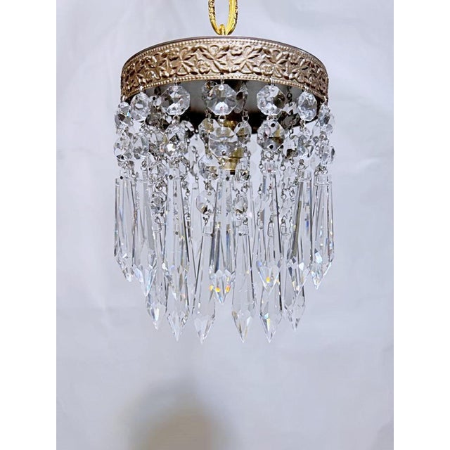 1950s Italian Brass Upside Down Layered Cake Chandelier For Sale - Image 4 of 8