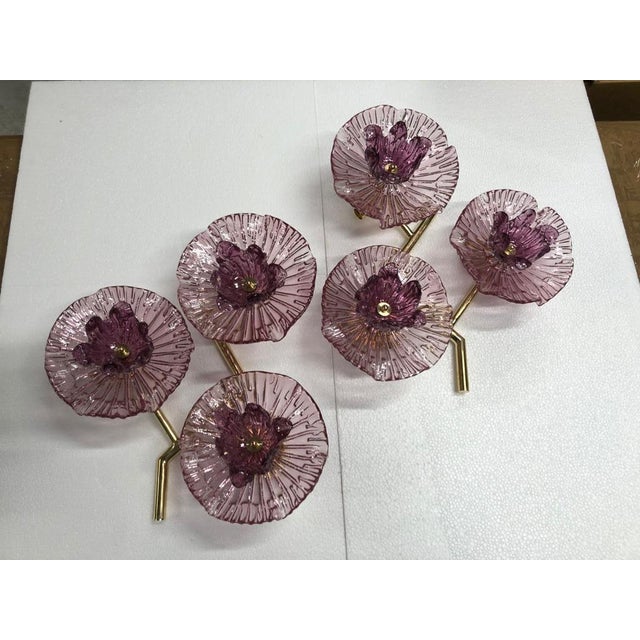 2000 - 2009 Mid-Century Murano Art Glass and Brass Wall Light, 2000s For Sale - Image 5 of 9