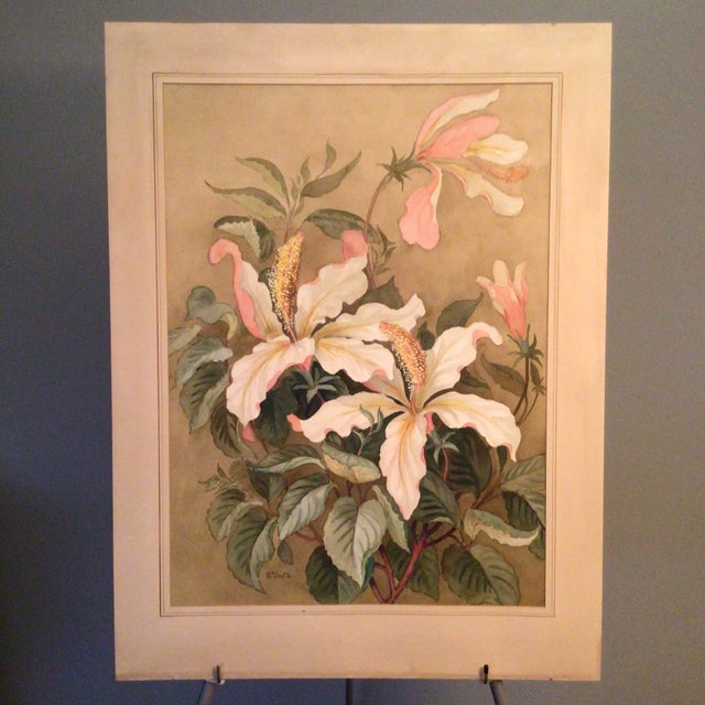Original watercolor by 1920s California artist Barbara Vinette. Her choice of colors and shading technique is superior. It...