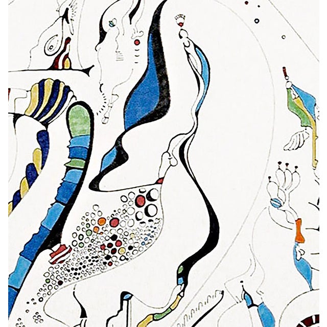 Contemporary The Kite Mountain – Abstract Oil Marker Drawing on Unstretched Canvas, 60 X 30 In For Sale - Image 3 of 4