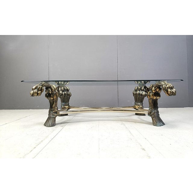 1970s Vintage Brass Flower Coffee Table, 1970s For Sale - Image 5 of 12