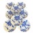 Antique Blue Ridge Southern Potteries Hand Painted Blue and White Flower Plates - Set of 8 For Sale