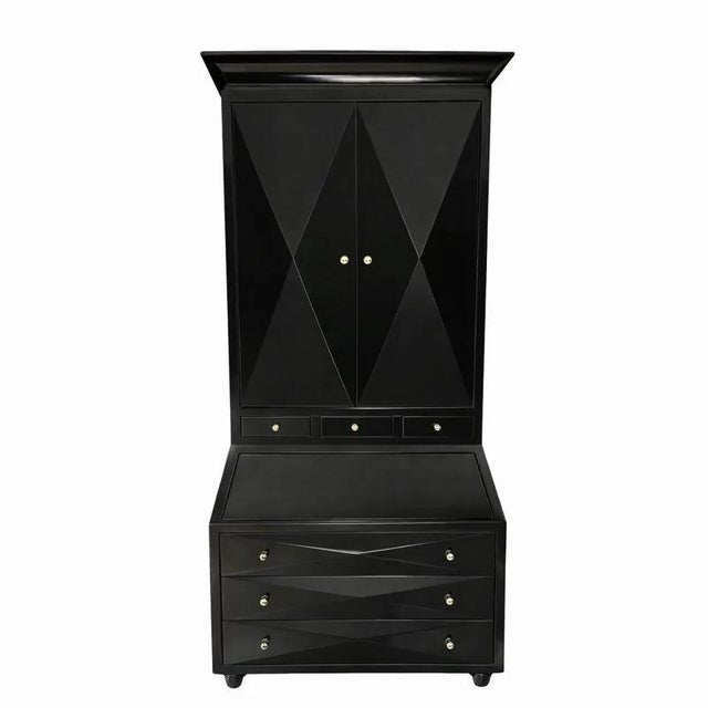 Black One-Off Lacquered Secretaire by Jean-Rémy Couradette For Sale - Image 8 of 8