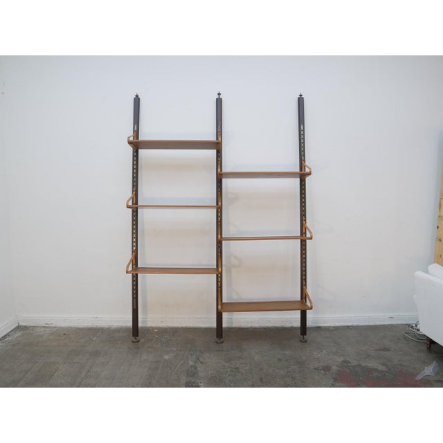 Mid Century Wall Shelf Unit w/ 6 Shelves 66" W x 27" D x 94" H