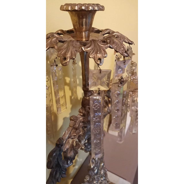 Antique Solid Brass & Marble Girandole Candelabras - Set of 3 For Sale - Image 9 of 13