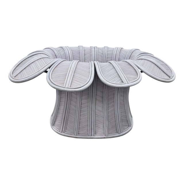 Vintage Flower Oval Dining Table in Pencil Reed Bamboo and Rattan For Sale