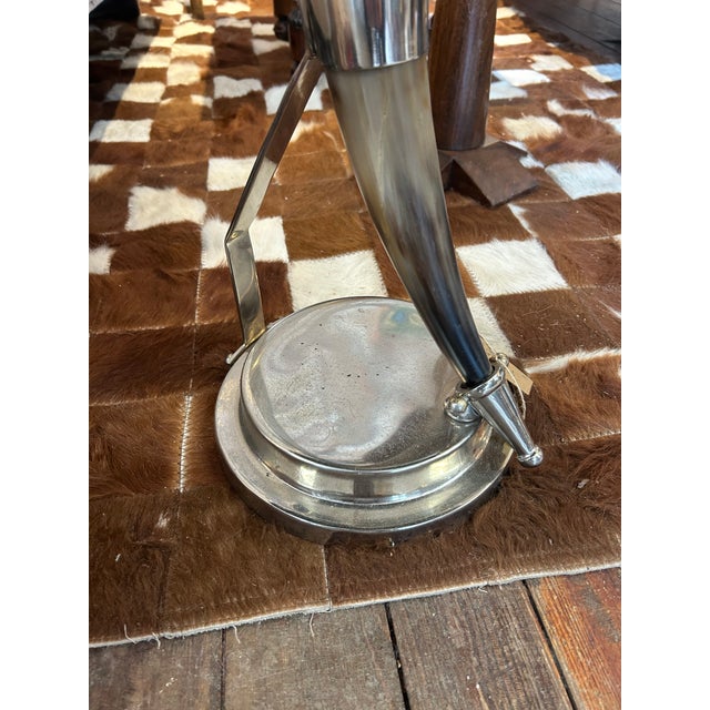1970s Tessellated Horn Checkerboard End Table With Horn and Chrome Base For Sale - Image 5 of 8