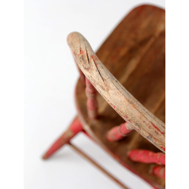 Antique Red Windsor Spindle Back Farmhouse Chair For Sale - Image 16 of 17