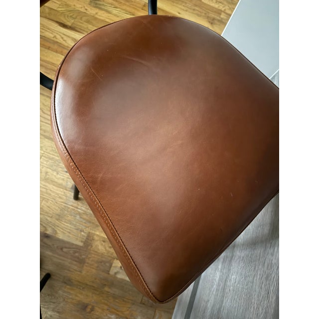 West Elm Slope Leather Swivel Counter Stools / Bar Stools For Sale - Image 10 of 12