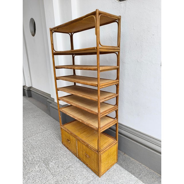 Italian Bamboo Shelf, 1970s For Sale - Image 3 of 18