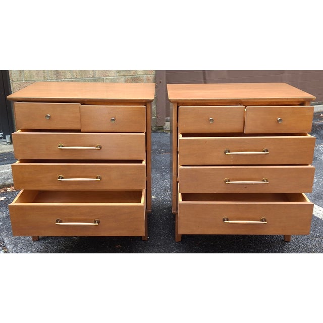 Mid 20th Century Pair Baumritter Birchcraft MCM Maple Five-Drawer Side Chests For Sale In Washington DC - Image 6 of 17