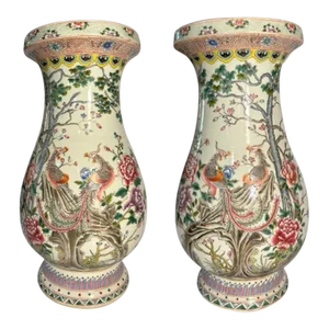 Pair of Large Chinese Famille Rose Republic Period (1912-1949) Matched Vases
