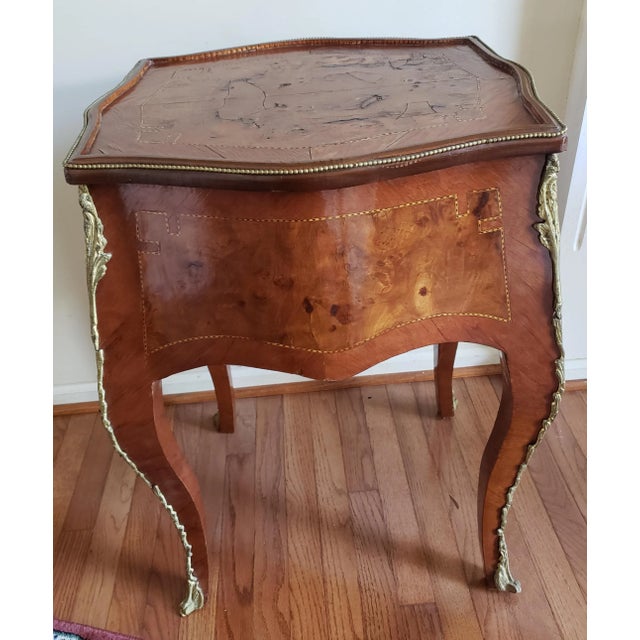 Brown Late 19th Century Louis XVI Ormolu Parquetry Inlaid Side Tables - A Pair For Sale - Image 8 of 10