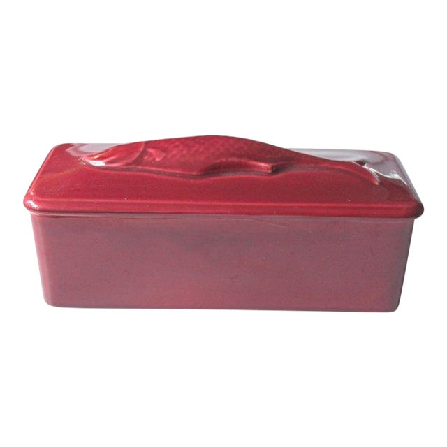 1970s - Original German Bordeaux-Red Ceramic Fish Pot - Herring Pot - Beautifull Kitchen Decoration For Sale