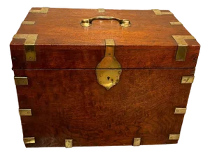 19th Century English Mahogany and Brass Campaign Chest, Small Scale