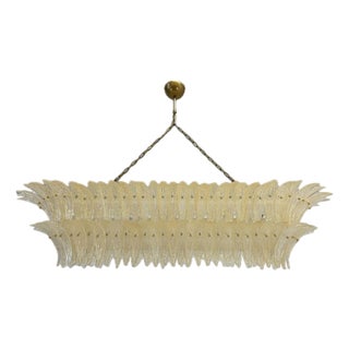 Vintage Italian Murano Palmette Pendant Light in Amber Glass, 2000s For Sale