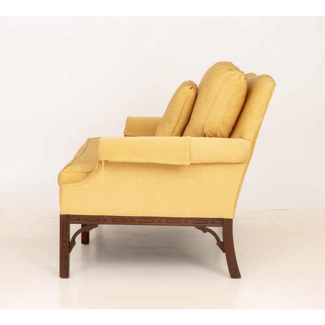 Southwood Chinese Chippendale Style Upholstered Mahogany Sofa For Sale In New York - Image 6 of 8