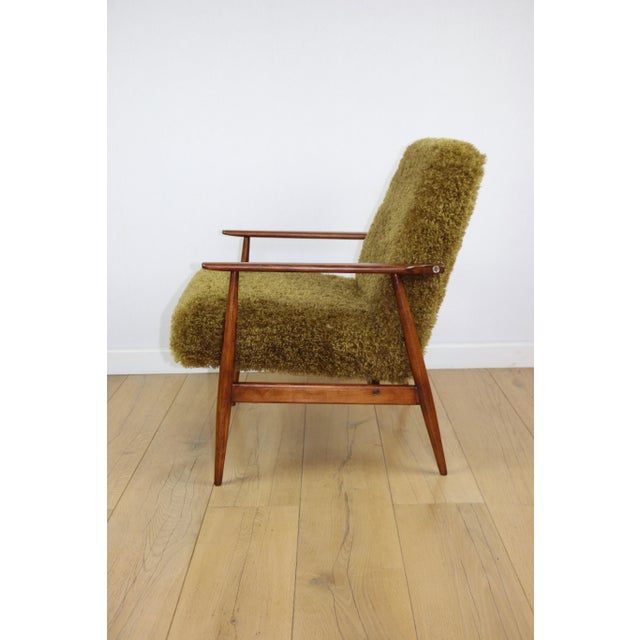 Vintage Lis Armchair with Olive Long Hair Rudy Boucle from Henryk Lis, 1970s For Sale - Image 6 of 13