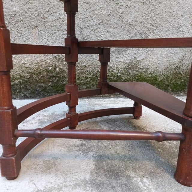 Brown Small 4-Step Wooden Library Ladder, Italy, 1960s For Sale - Image 8 of 12