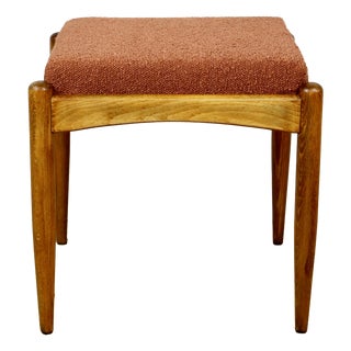 Stool with Orange Brick Boucle Seat by Edmund Homa, 1970s For Sale