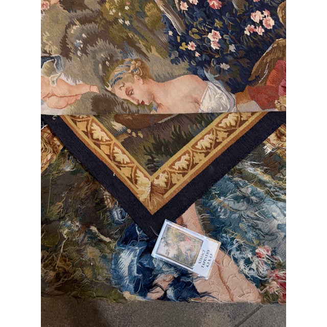 Gold Vintage Pastoral Tapestry With Women and Cherubs For Sale - Image 8 of 8