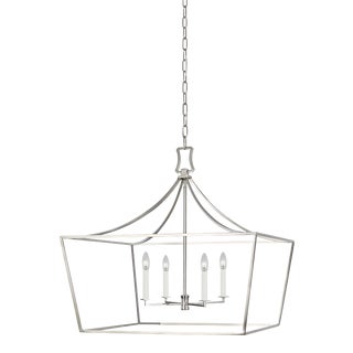 Chapman & Myers by Visual Comfort Studio Southold Wide Lantern, Silver Nickel For Sale