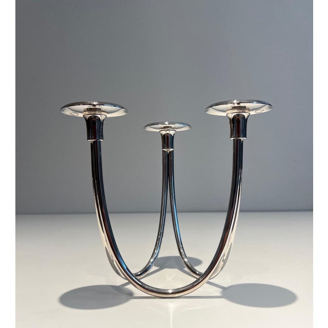Design/One silver metal candlestick For Sale - Image 4 of 11
