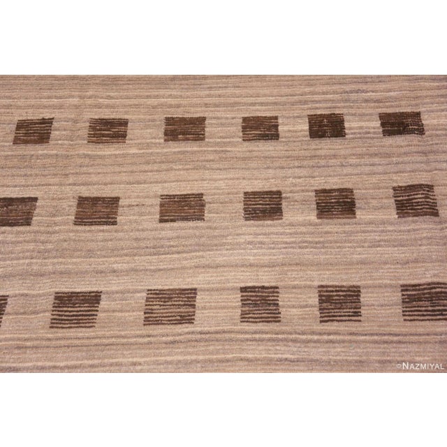 Nazmiyal Collection Brown Geometric Squares Modern Rug For Sale - Image 4 of 8