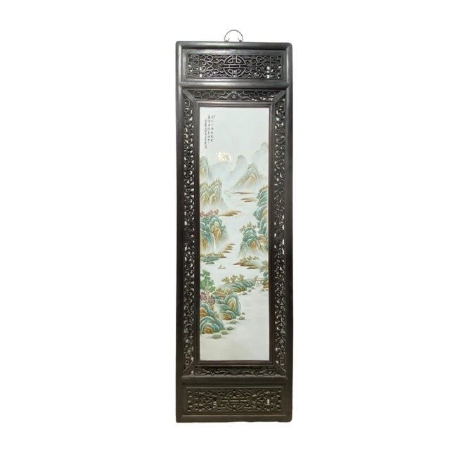 Large Chinoiserie Hand Painted Famille Rose Porcelain Wall Panel 67.5" H For Sale In New York - Image 6 of 13