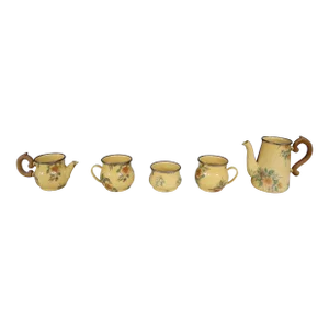 1990s MacKenzie-Childs Ltd. Victoria and Richard Tea Set- 5 Pieces