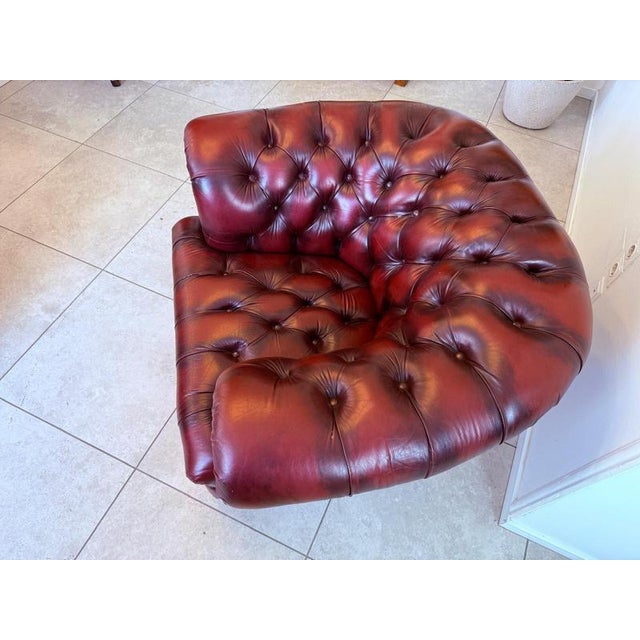 Oxblood Red Chesterfield Club Lounge Chair For Sale - Image 4 of 12