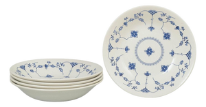 Deep Faience Plates in Blue Fluted Style from Churchill, 1970s, Set of 5