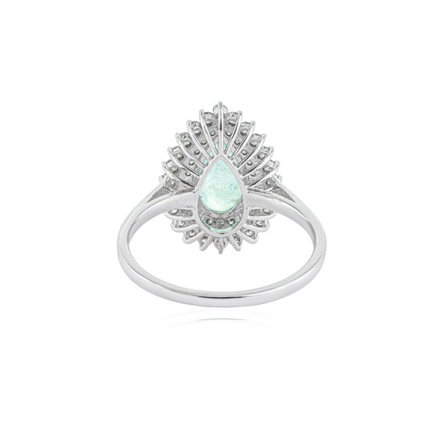 14k White Gold Double Halo Diamond Paraiba Tourmaline 1Carat Engagement Ring Size 6 For Sale - Image 10 of 18