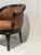 Late 20th Century Vintage Leather Barrel Back Accent Chair With Carved Wood Frame For Sale - Image 5 of 8