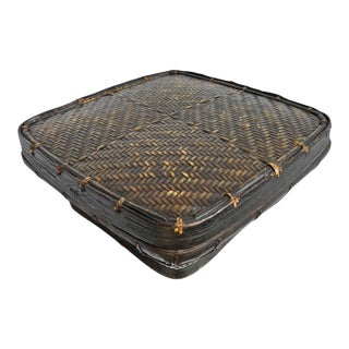 Vintage Akha Thai Organic Modern Square Basket For Sale