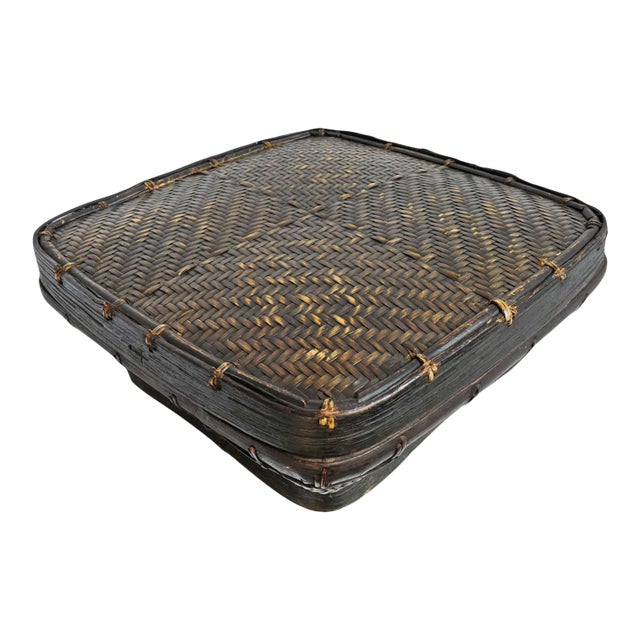 Vintage Akha Thai Organic Modern Square Basket For Sale