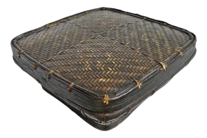 Vintage Akha Thai Organic Modern Square Basket