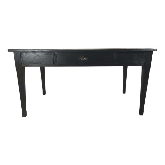Farmhouse Table in Blackened Wood For Sale