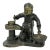 Vintage Bronze Color Metal Old Style Dressing Kid Grinding Pose Statue For Sale