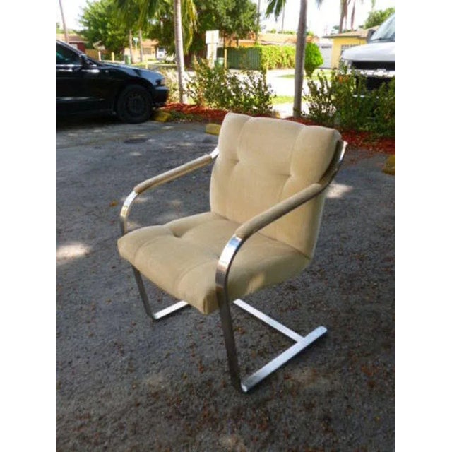 1970s Mid-Century Modern Brueton Heavy Thick Chromed Steel Arm Chairs - Set of 4 For Sale - Image 9 of 11
