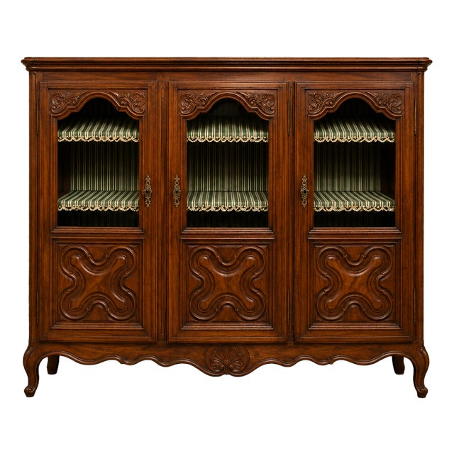 Louis XV Style Walnut Display Bookcase For Sale