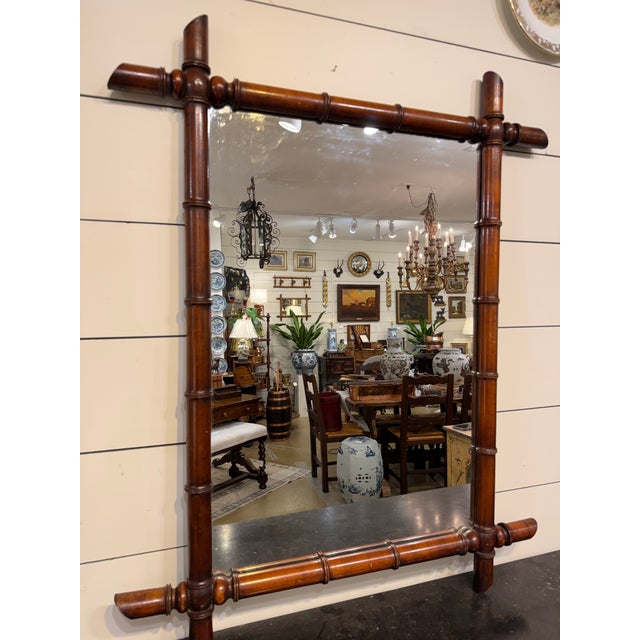 Antique Faux Bamboo Mirror For Sale - Image 4 of 8